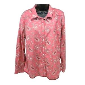 Territory Ahead Shirt Womens XL Pink Paisley Pearl Snap Western Long Sleeve